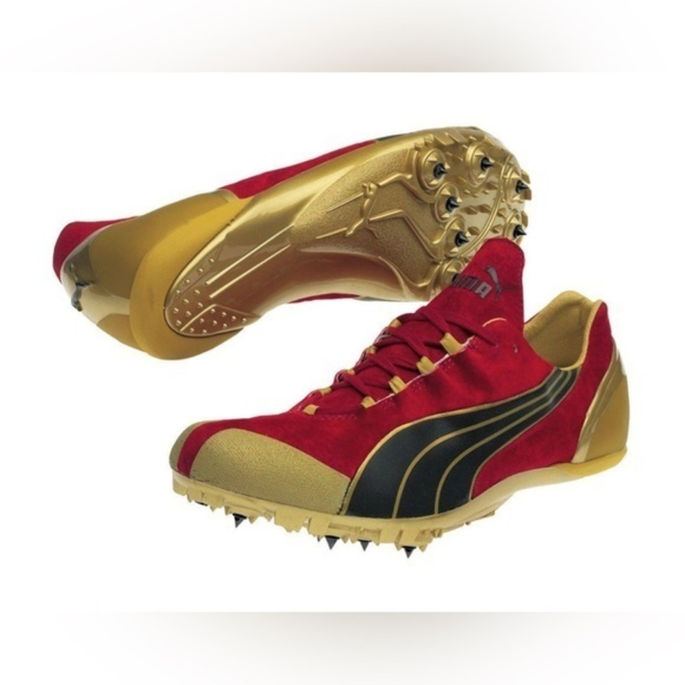 Mens Puma Complete Theseus Track And Field Shoes size 11 1/2. Red Suede …